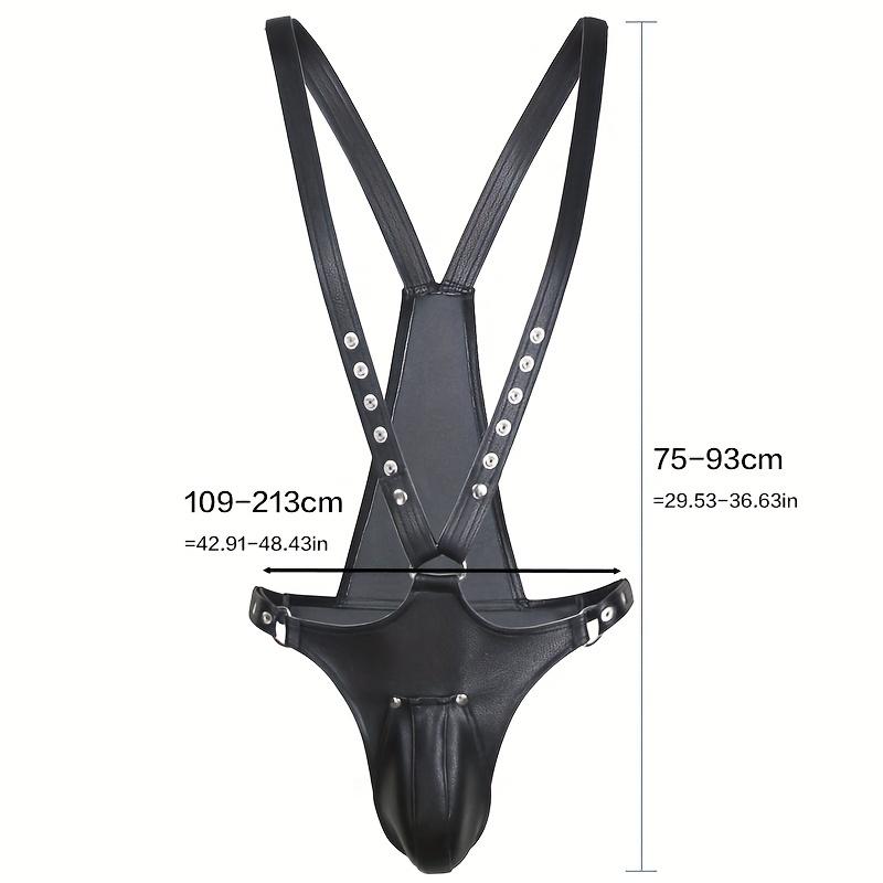 1pc BDSM Men's Erotic Adult Tight Leather Chest Strap Men's Clothing Tight Package Bondage Clothes Penis Chastity Pants Leather Suspenders Pants