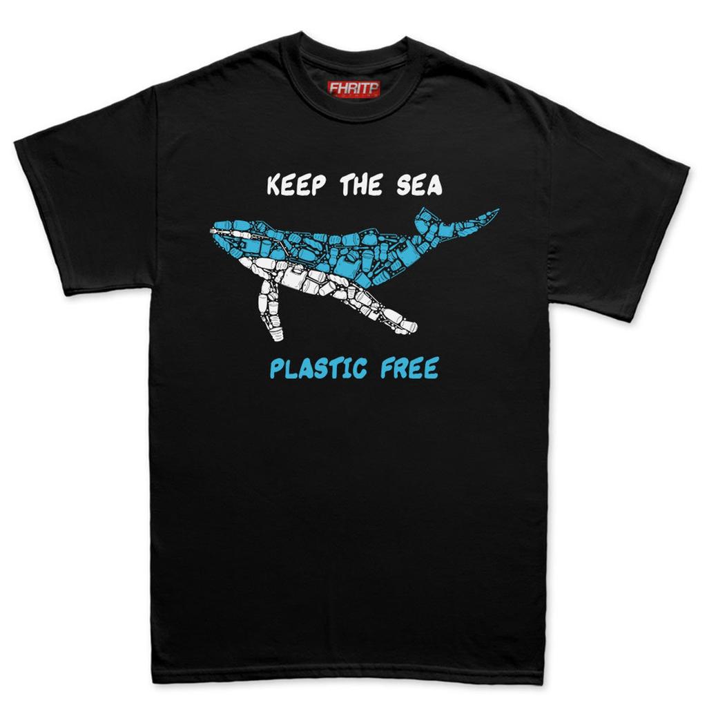 Mens Whale Plastic Mosaic Marine Pollution Protest Hand Drawn T-Shirt Tee Top T-Shirt