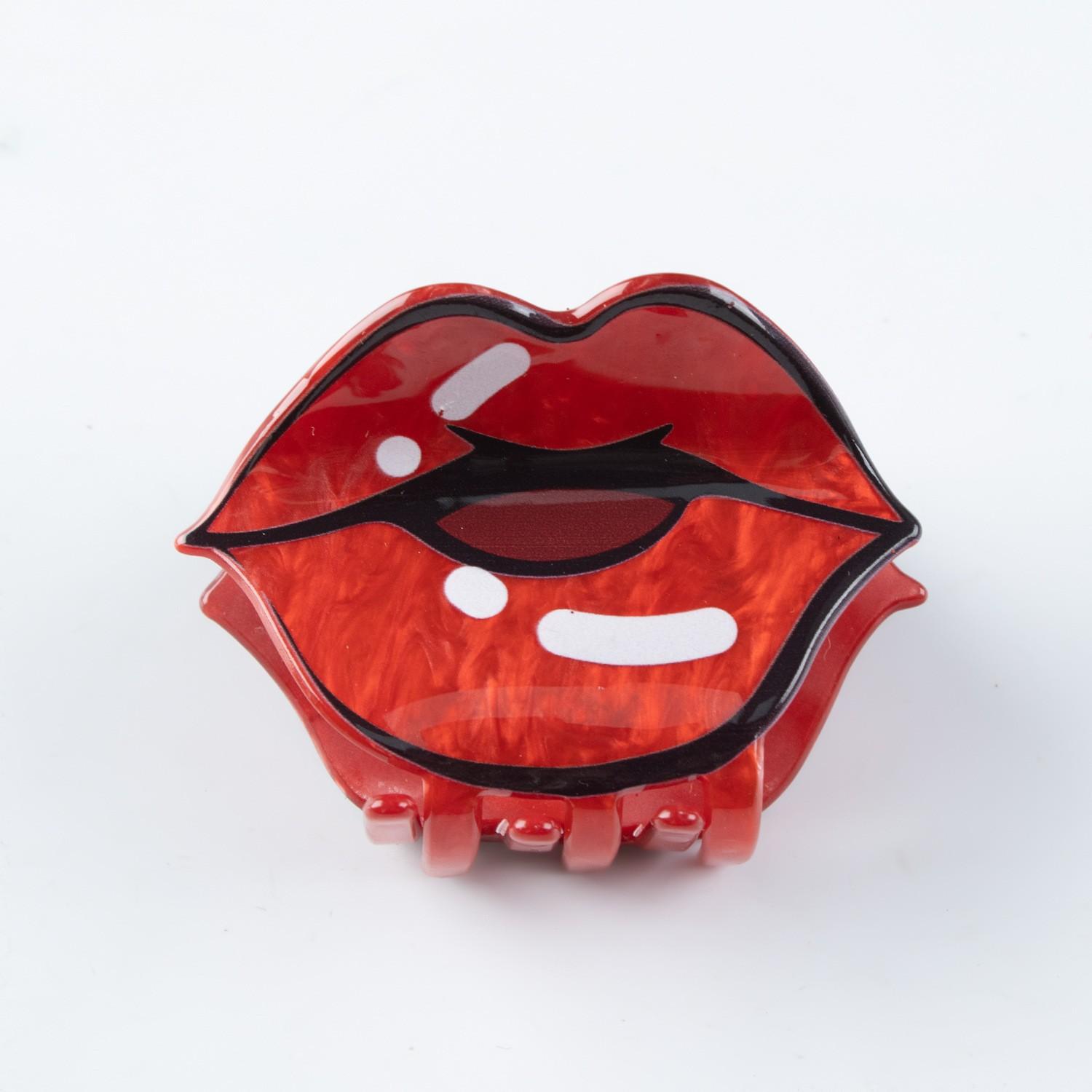 

1pc Sexy Red Lip Hair Clip - Medium Acrylic Anti-Slip Stable Clip, Cute Retro Cartoon Design Hair Accessory for Women