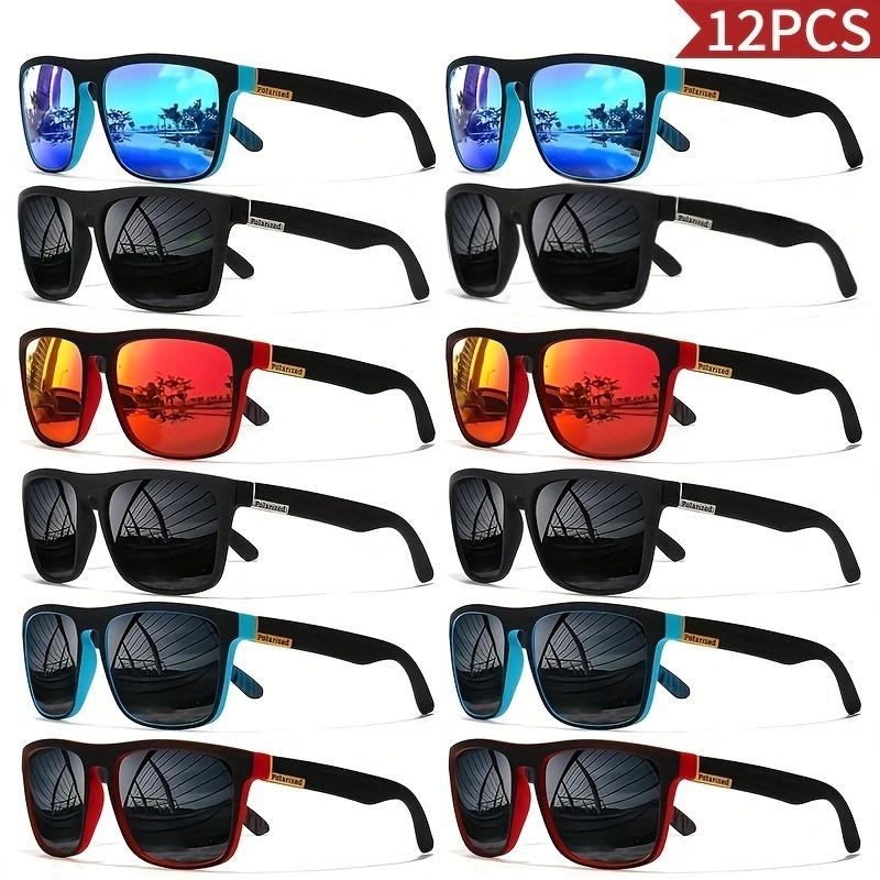 12-Piece Unisex Square Polarized Fashion Sunglasses Lightweight and Durable Frame Outdoor Sports Sunglasses Bulk Pack