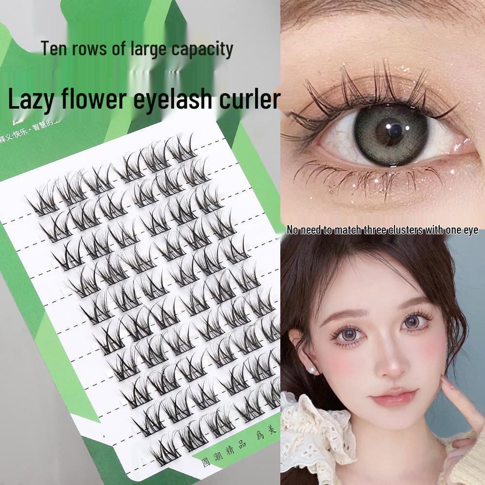 

Double V Natural Small Flower Curl Thick Comic Eyelashes - Single Cluster, European & American Style