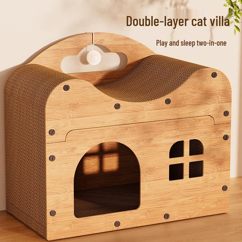 Wear-Resistant Vertical Cat Scratching Board & Bed – All-Season Corrugated Paper, Multi-Sided, No Debris