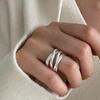 VENTFILLE Stamp Silve Color Love Heart Overlapping Ring for Women Girl Birthday Gift Irregular Hip Hop Fashion Jewellery