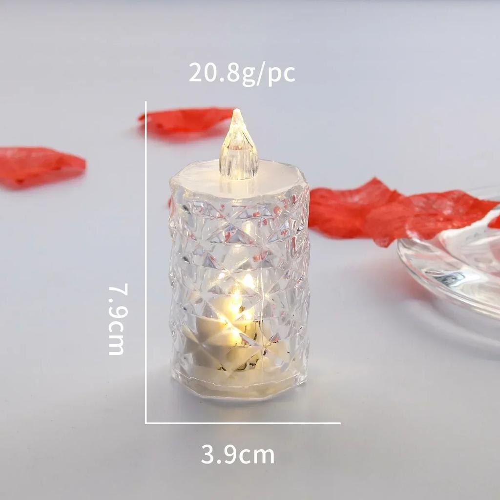 3Pack LED Crystal Candle Light Flameless Candle Light Electronic Night Lamp Dating Party Holiday Home Wedding Decoration