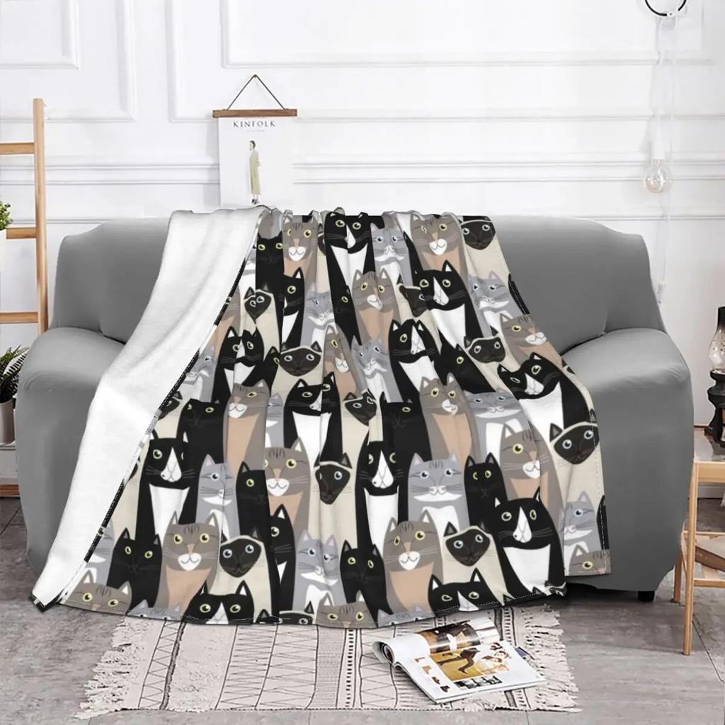 Cat Blankets Flannel Winter Animals Pet Cute Funny Portable Warm Throw Blanket for Bed Travel Bedding Throws