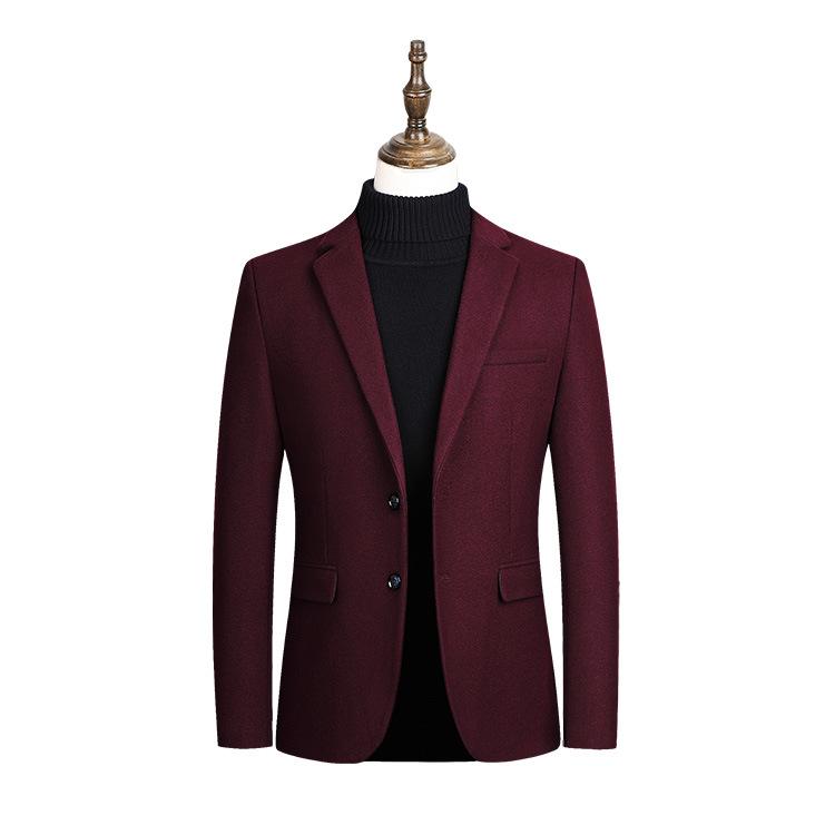 

Мужской повседневный деловой блейзер из смесовой шерсти - осенне-зимний пиджак 185/XXL бордовый