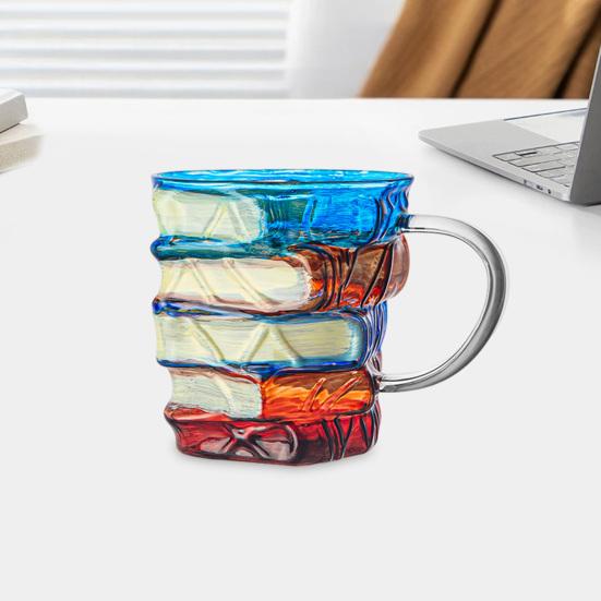 3D Malovaný hrnek na kávu 350ml Novinka Skleněný čajový hrnek Vtipný hrnek pro knihomoly Unikátní dárky pro čtenáře, spisovatele, knihovníky