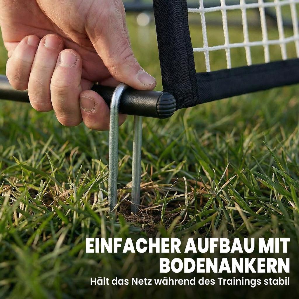 Football Rebounder, 2-in-1 Two-Sided Foldable Rebound Wall with Rebound Net, 200 X 94cm, Black