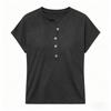 Women's Casual V Neck Button Down Short Sleeve Top Lightweight Soft Fabric Relaxed Fit Blouse Suitable for Daily Wear and Outdoor Activities