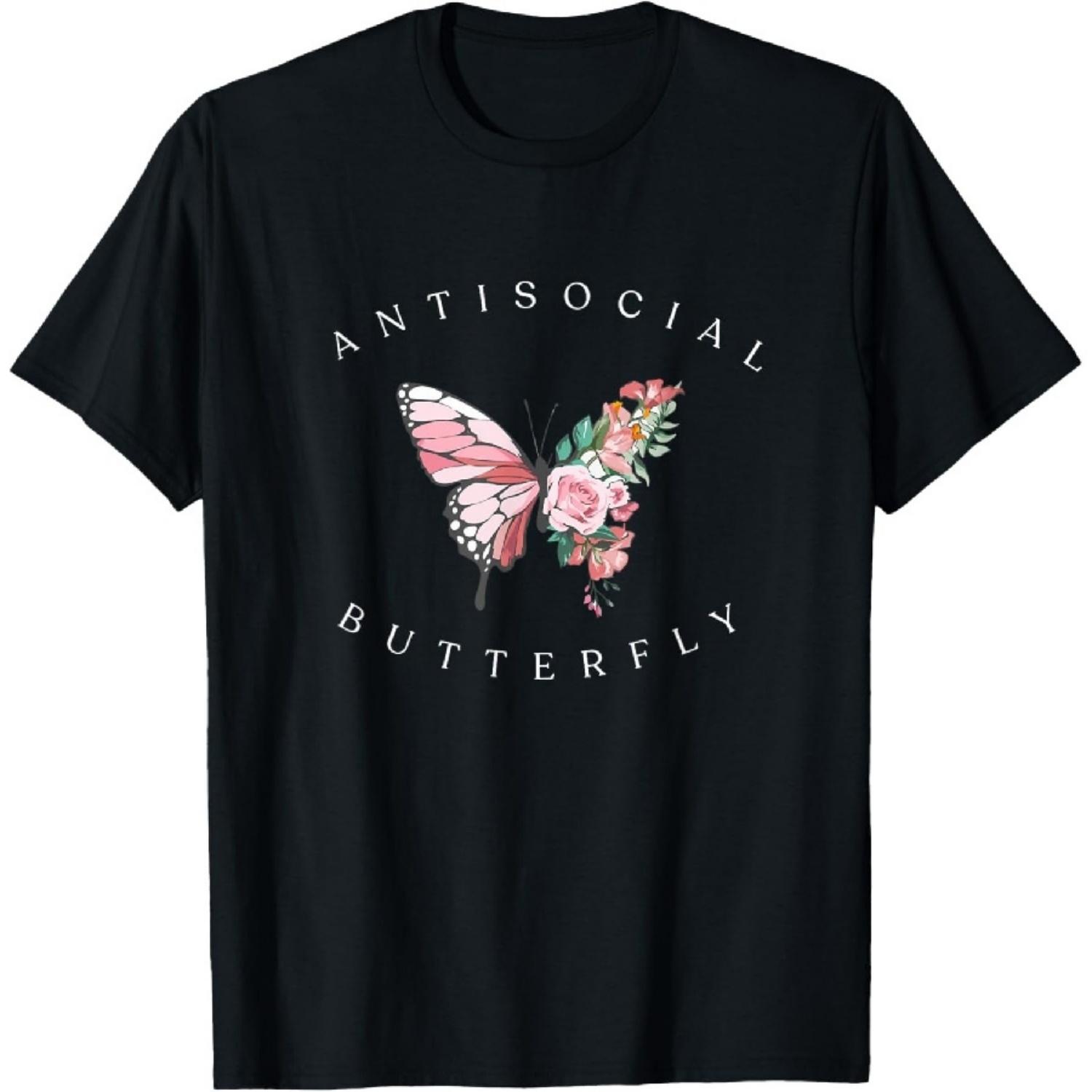 

Anti-Social Colorful Butterfly Trendy Sarcastic Introvert T-Shirt XXXXXL чёрный