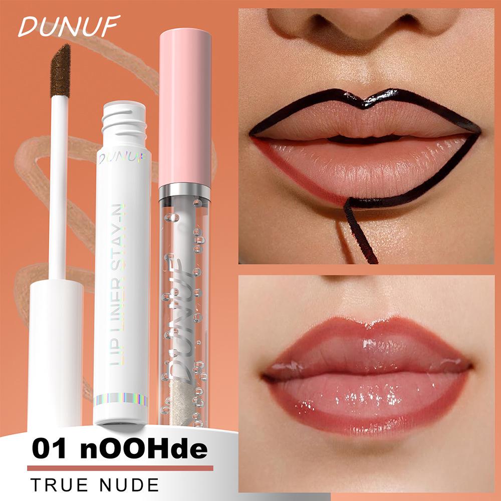 DUNUF 2-Piece Set: Long-Lasting Non-Stick Lipstick + Moisturizing Lip Oil.