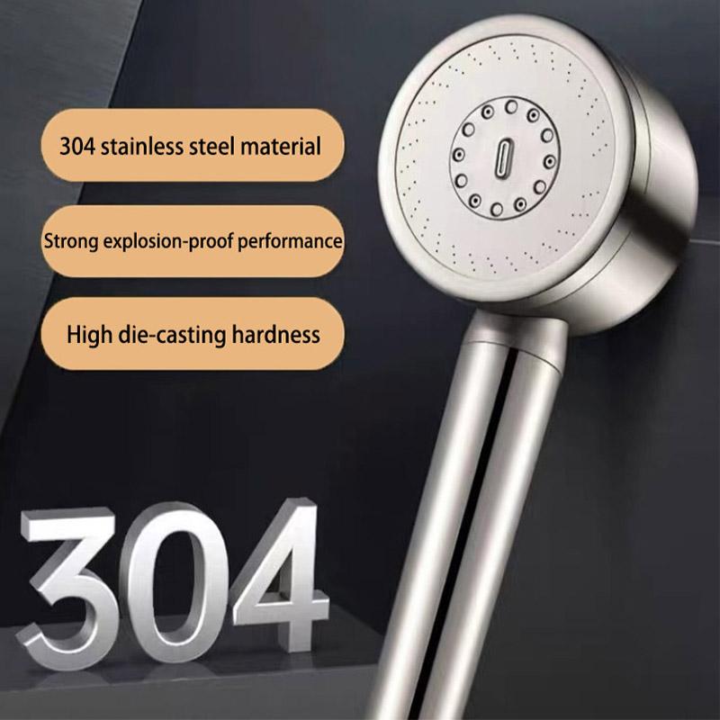 304 Stainless Steel Filter Pressure-Boosting Adjustable Handheld Showerhead Household Bathroom Shower Set Three-Speed Showerhead argento