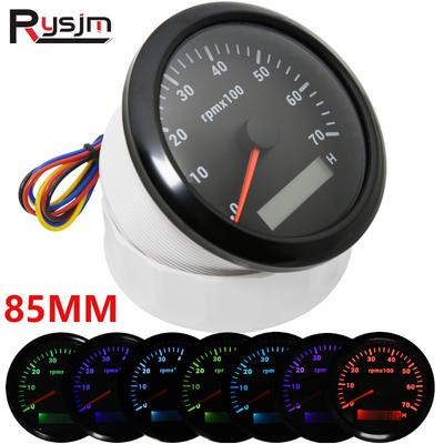 Universal 85mm Car Boat Tachometer Tacho Gauge 0-7000RPM 8000RPM 6000RPM Rev Counters with Trip Hour Meter 7 Colors Backlit