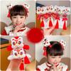 Plush Chinese New Year Headwear Tassel Ancient Style Hairpin Children Red Bow Hairpin  Children