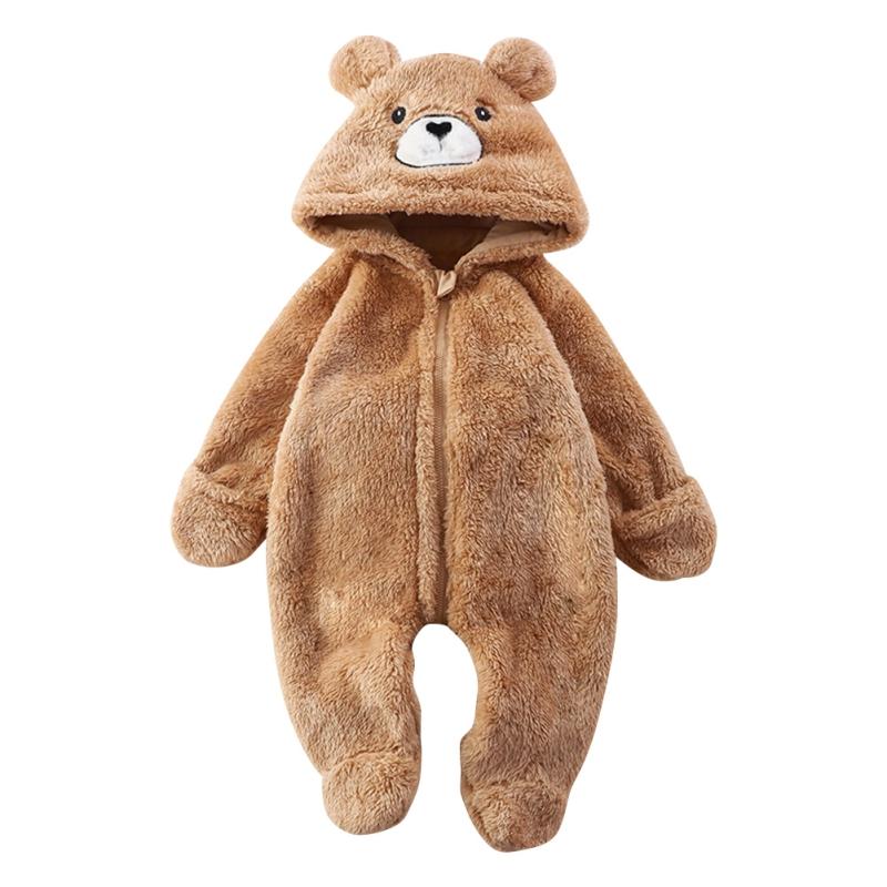 

Теплый детский комбинезон с длинными рукавами, плюшевый детский ромпер с мультяшным пандой, кроликом, медведем, детский комбинезон 80