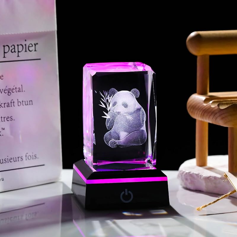 Kertari K9 crystal panda birthday present male woman Popular [Genuine] Interior fashionable Healing goods crystal ball led light base indirect