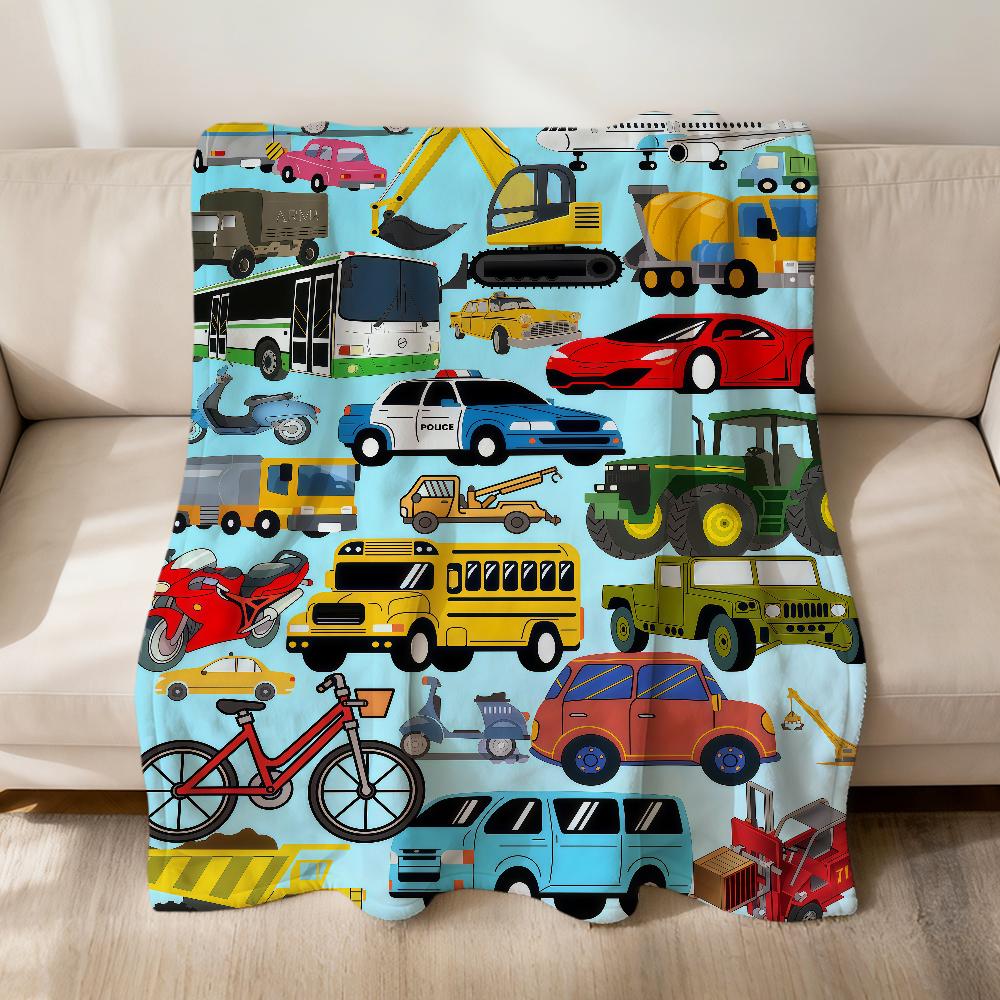 Samochodzik kreskówka ciężarówka koparka wyścigowy Flanelowy miękki ciepły pluszowy koc sofa salon zwierzę dom sypialnia prezent dom Samochód przenośny