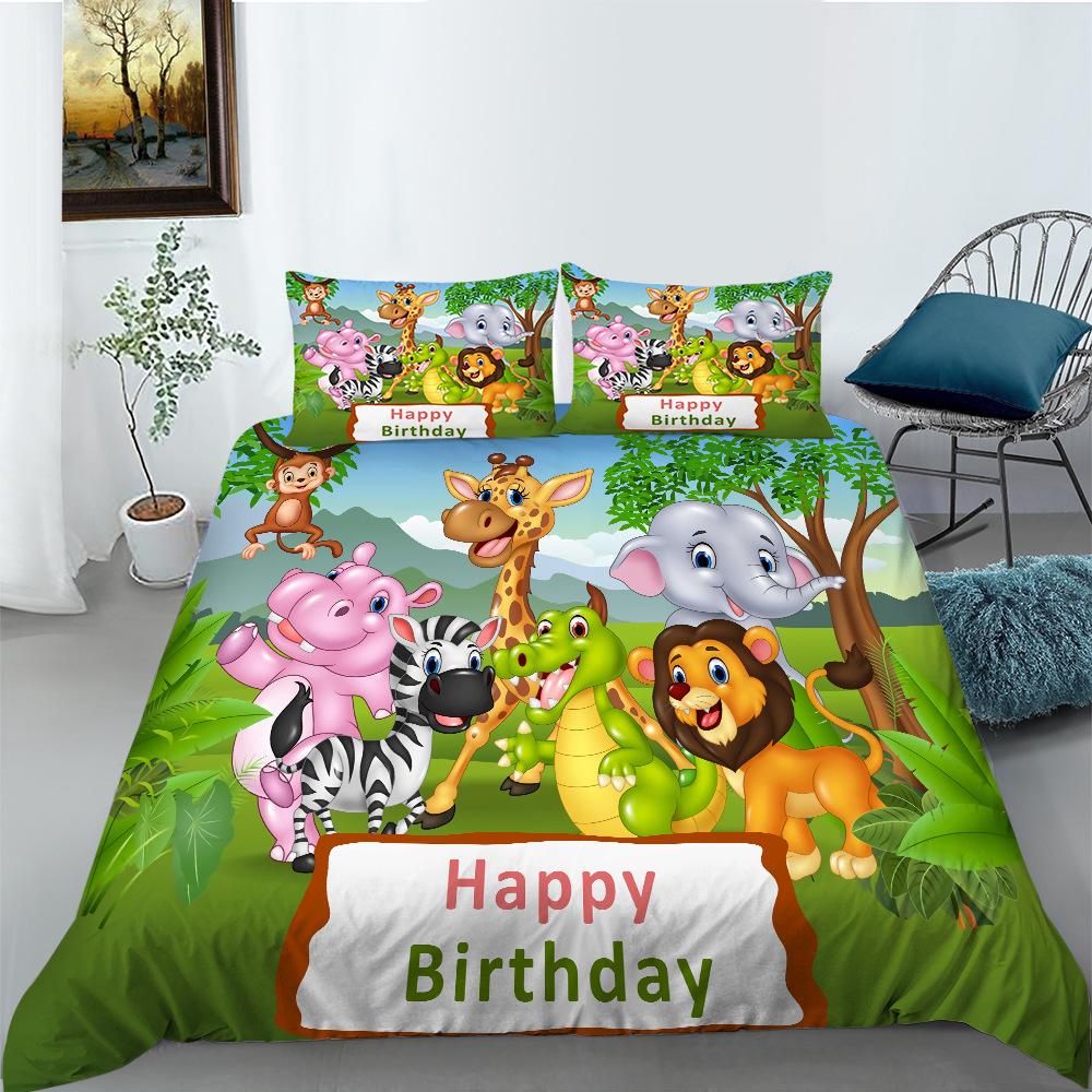 Cartoon Animal Series Bedding Three-Piece Polyester Dinosaur Digital Printing