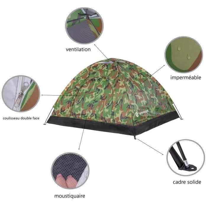 Camping Tent - SPRINGOS - Moro - 2 Persons - Waterproof - Camouflage - 200x150 Cm