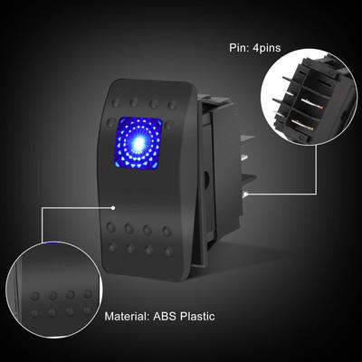 10ks Marine Boat Rocker Switch Panel Vodotěsný 12V 20A SPST 5P Modrý LED přepínací tlačítko pro