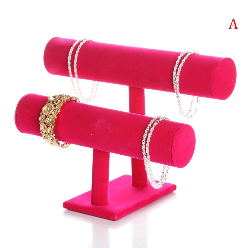 Two-Tier Velvet Jewelry Display Stand for Bracelets, Watches, Anklets, and Necklaces