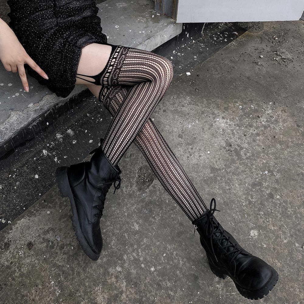 Retro Japanese Summer Lace Fishnet Stockings - Sexy One-Piece, Sheer, Hollow, and Thin