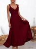 Elegant European & American Women's Pleated Spaghetti Strap Backless Dress