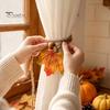 Autumnal Window Treatment Hardware Maple Leaf Curtain Tieback, Autumn Farmhouse Holder, Rustic Fabric Straps Decorative Drapery Holdback for