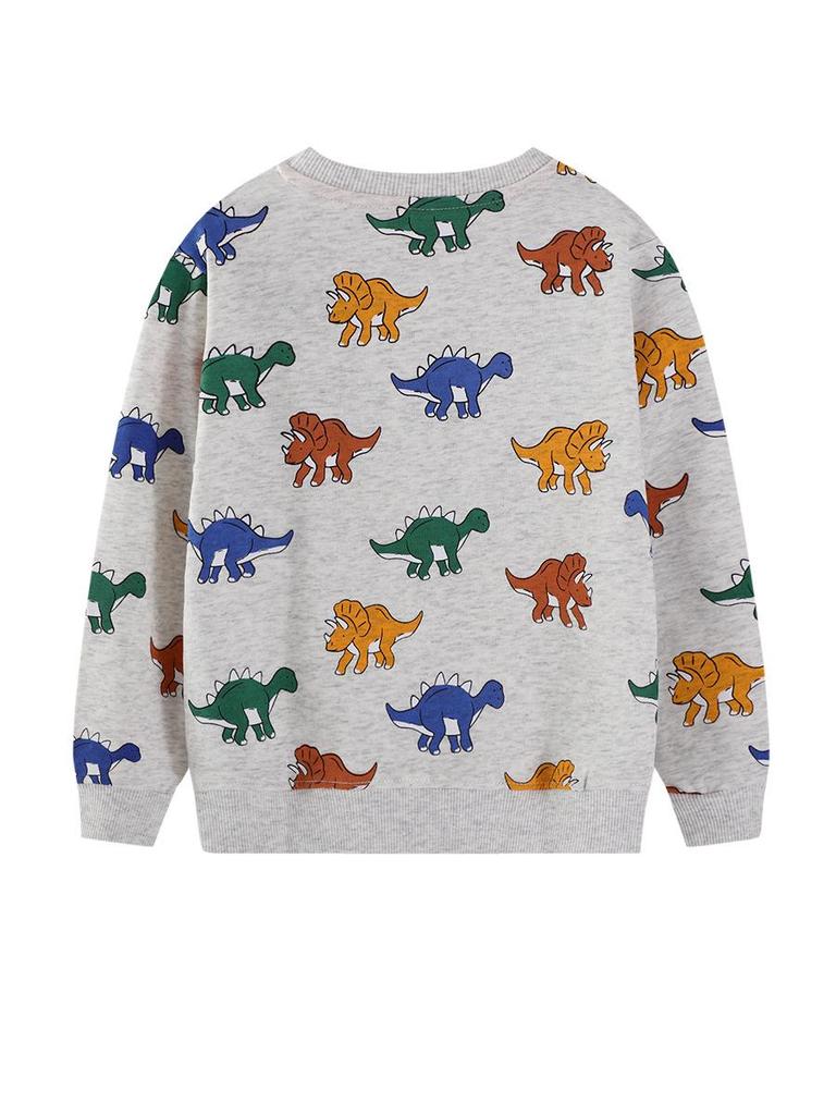 Boys' Dinosaur Pullover Round Neck Hoodie - European & American Style