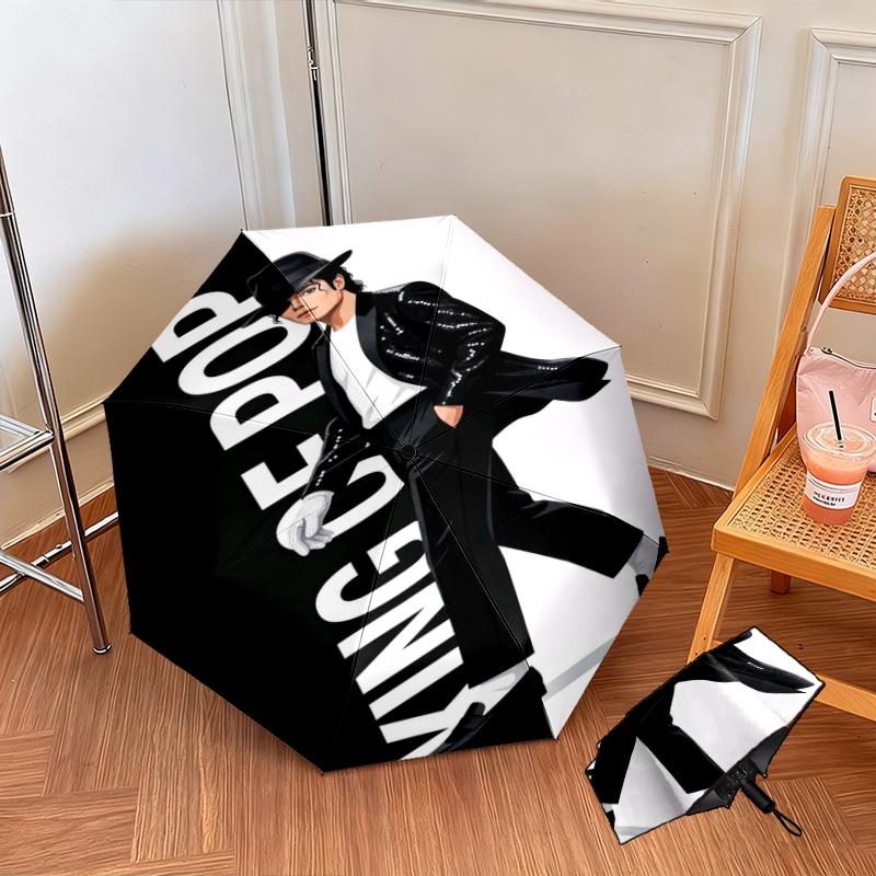 1PC Michael jackson Automatic Umbrella - Suitable Travel Outdoor Portable Umbrella Birthday Gift Daily Essentials