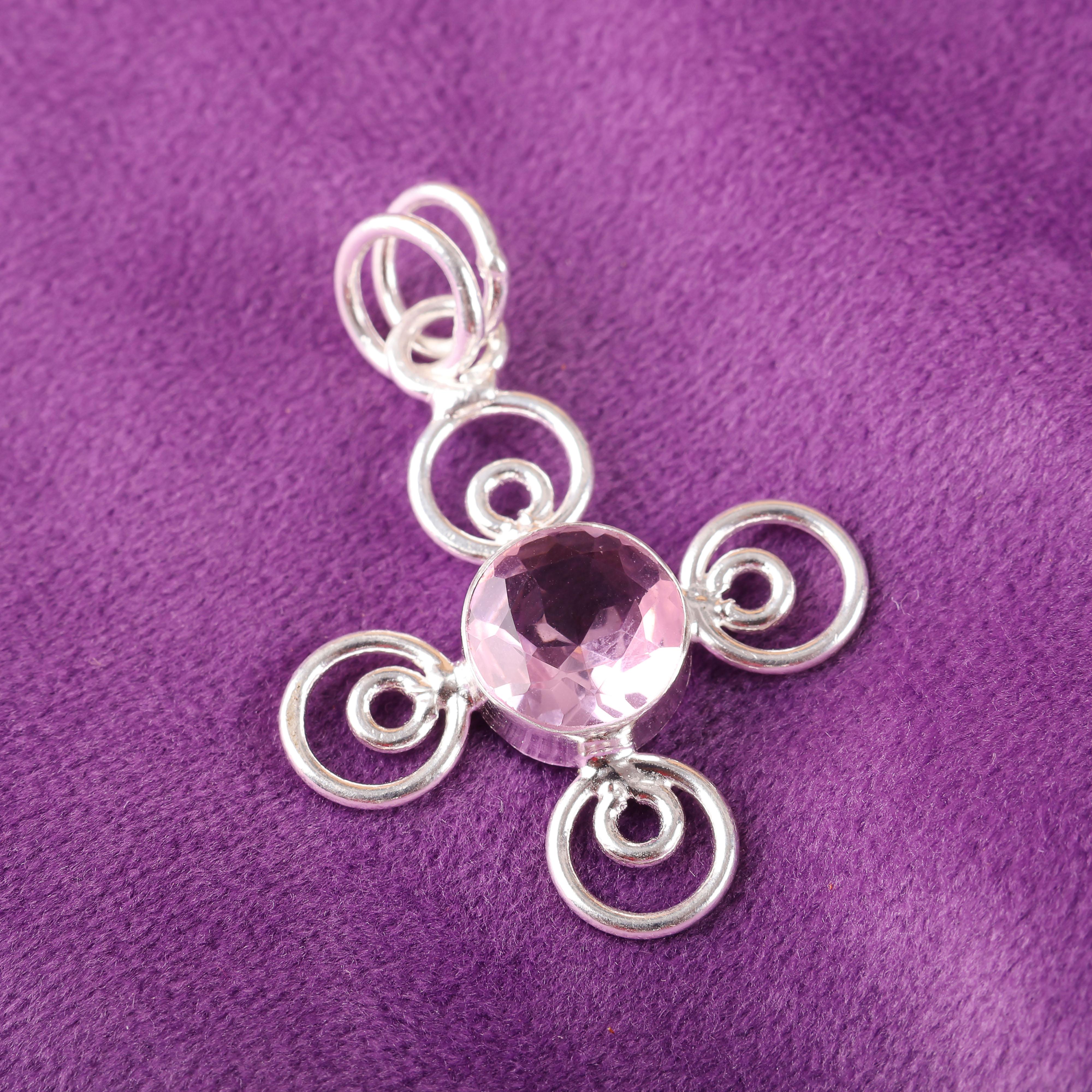 

Ювелирные изделия с морганитом, Подвеска из стерлингового серебра 925 пробы, Красивые ювелирные изделия ручной работы, Дизайнерская подвеска с морганитом для свадебного подарка 1.57 Inches розовый