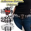 Rhinestone Goth Style Belt Punk-Style Halloween Skeleton Waistband Skull Print Belt  Streetwear
