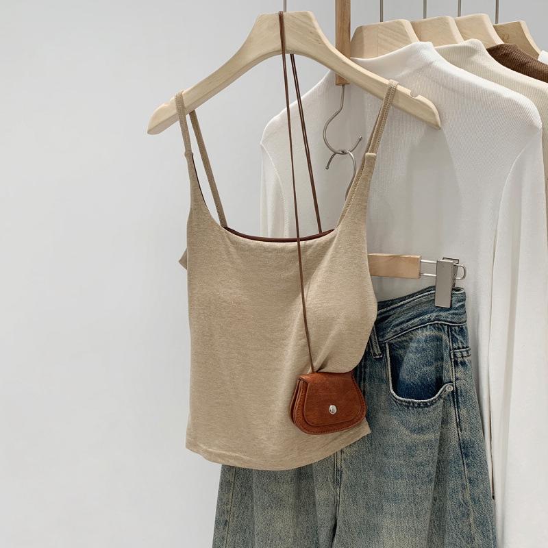 

2026 European-Style Backless Camisole Tank with Built-In Bra - Perfect Summer Base Layer for a Niche Look Small