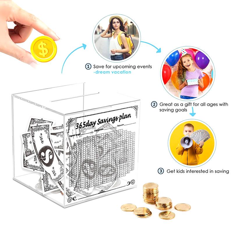 

365 Day Acrylic Piggy Bank Money Bank For Adults Must Break To Open Transparent Money Saving Enduring Money Bank Study Money Box