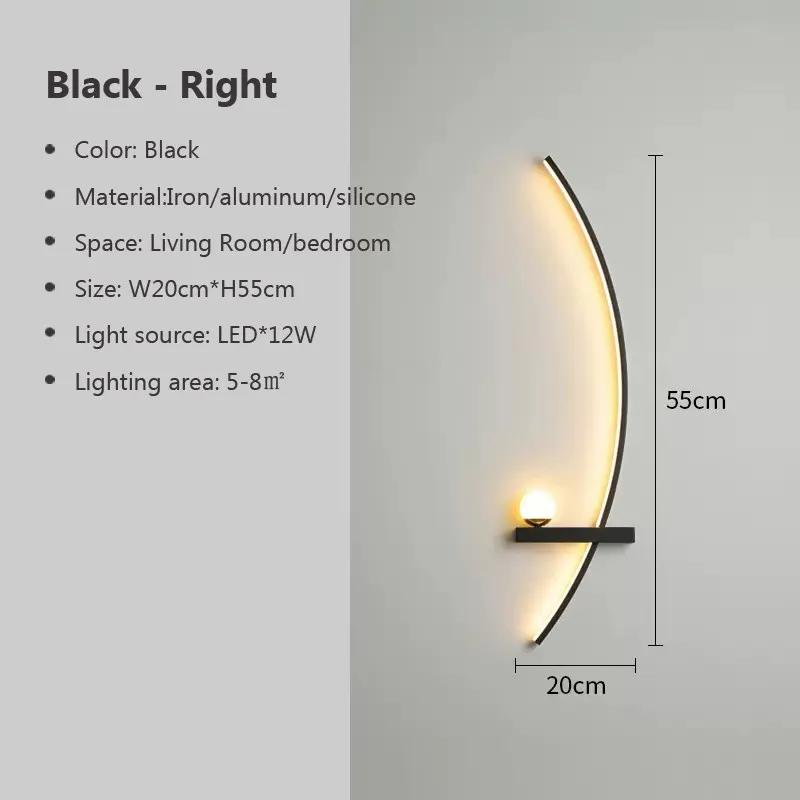 Modern LED Wall Lamp Minimalist Stripe Wall Sconce Black Gold Decorative For Bedroom Bedside Study Home Indoor Lighting Lusters