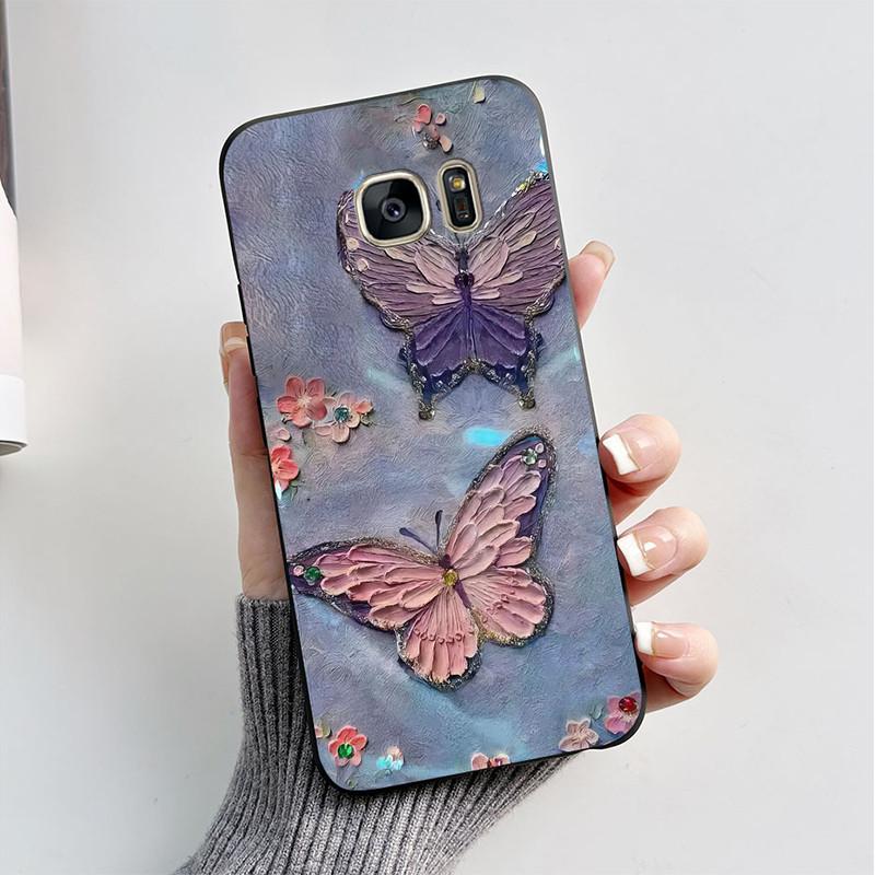 For Samsung Galaxy S6 S7 S 7 Edge Silicone Case Cute Butterfly Soft TPU Phone Back Cover For Samsung Galaxy S7 Edge Case Bumper
