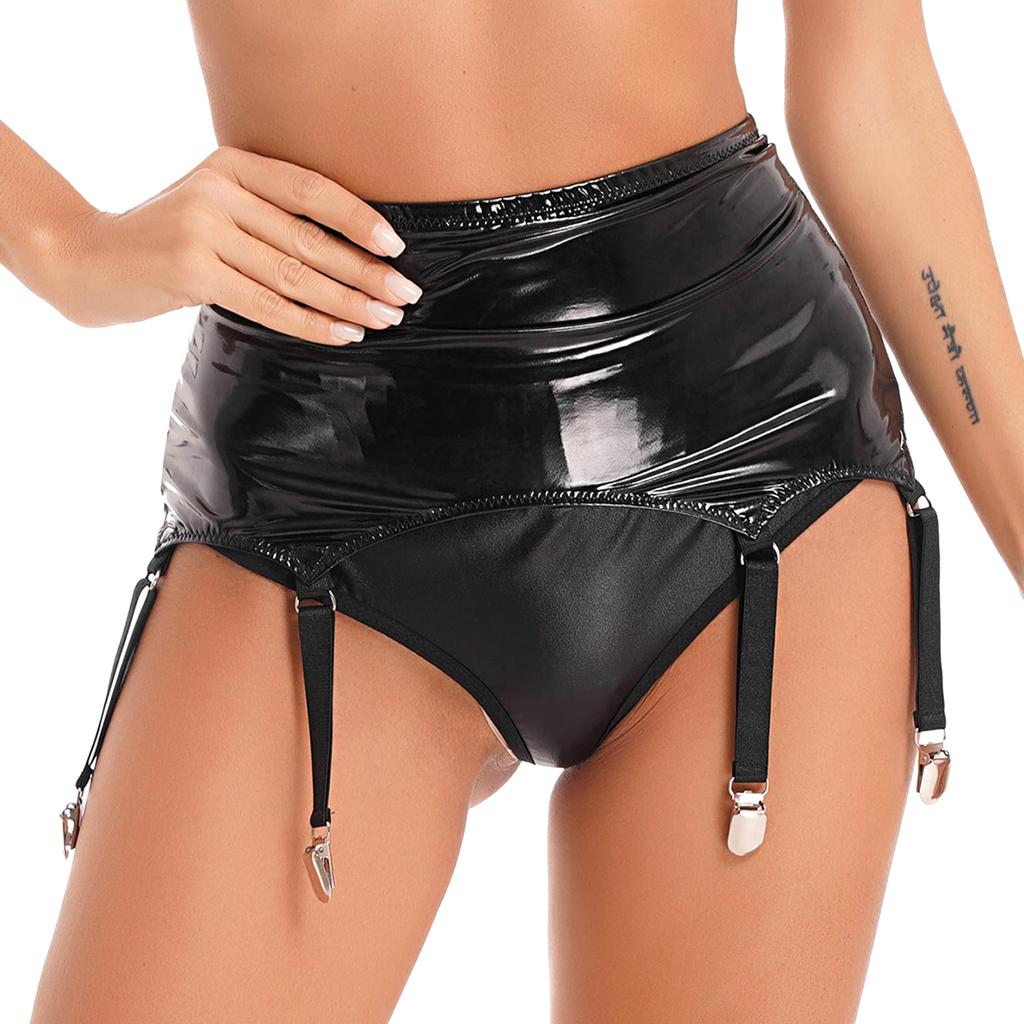 Giarrettiere in Pelle Verniciata da Donna con Clip Metalliche Lingerie Pigiami Costume da Club/Palco Accessori