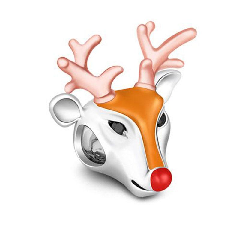 Copper Christmas Day Series Bead Santa Claus Gift Elk Charms Fit Women'S Jewelry Festival Birthday Diy Bracelet