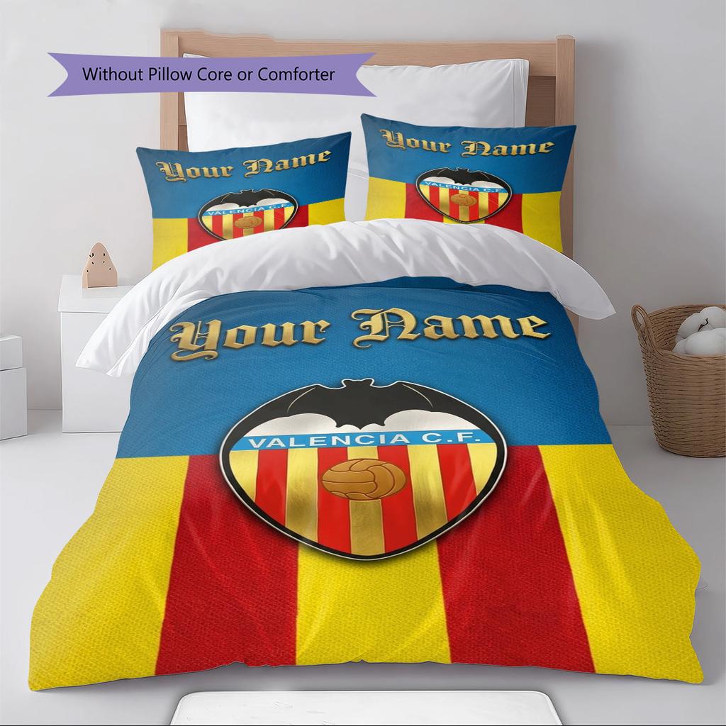 Name Custom Valencia CF Pattern Bedding Set Quilt Cover Pillowcase Home Decor Gift (1 * Duvet Cover + 2 * Pillowcase, Without Core)