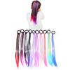 Mirhua Braided Wig Extensions, Colorful Hair, Red, Blue, Pink, Purple, Easy To Apply, 10 Pieces, Children's Color Wig with Gradient Ponytail, Kids'