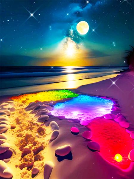 5d Diamond Painting Full Drill Fantasy Night Seaside Embroidery Mosaic Stone Landscape Crystal Wall Art