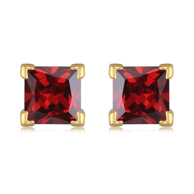[N1711] - Gold Plated 'Essentiel' Golden Garnet Earrings - 6 Mm