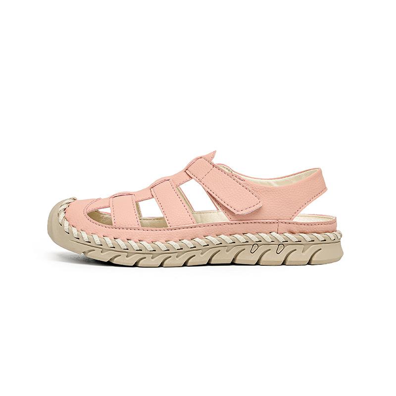 Summer sandals large size leather outdoor casual sandals bag head hand-sewn bottom beach