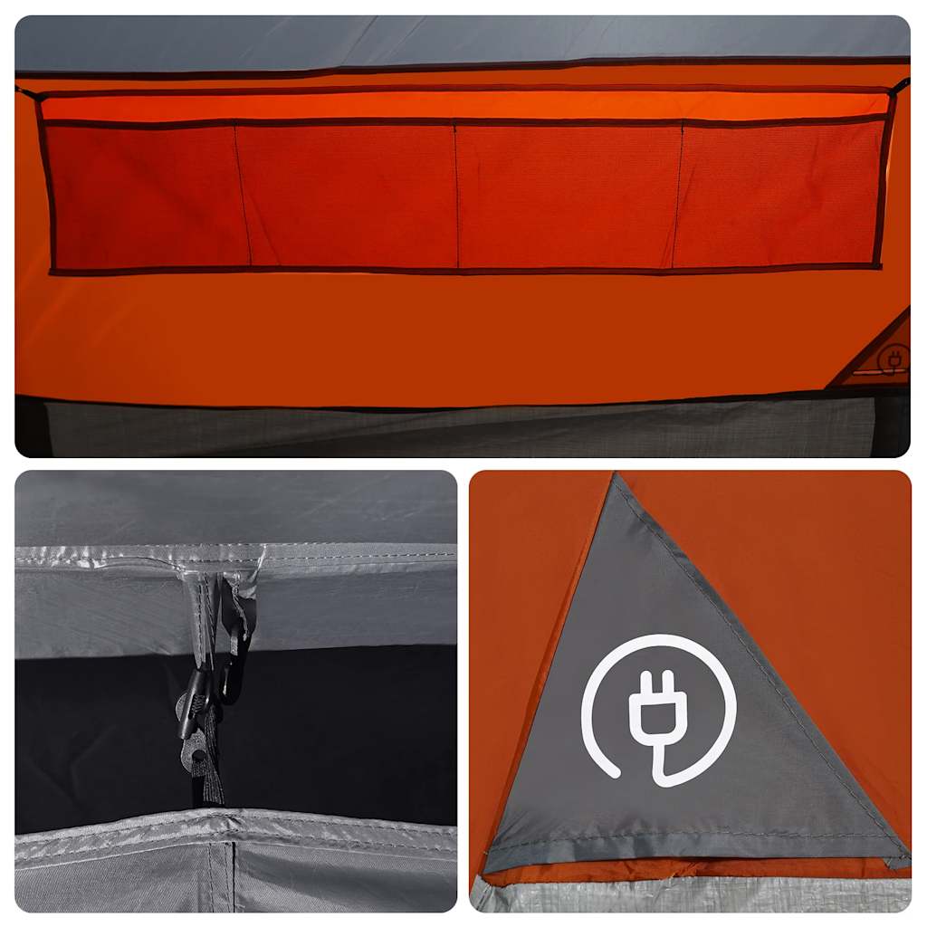 Tunnel Tent for 3 Persons Gray and Orange Waterproof