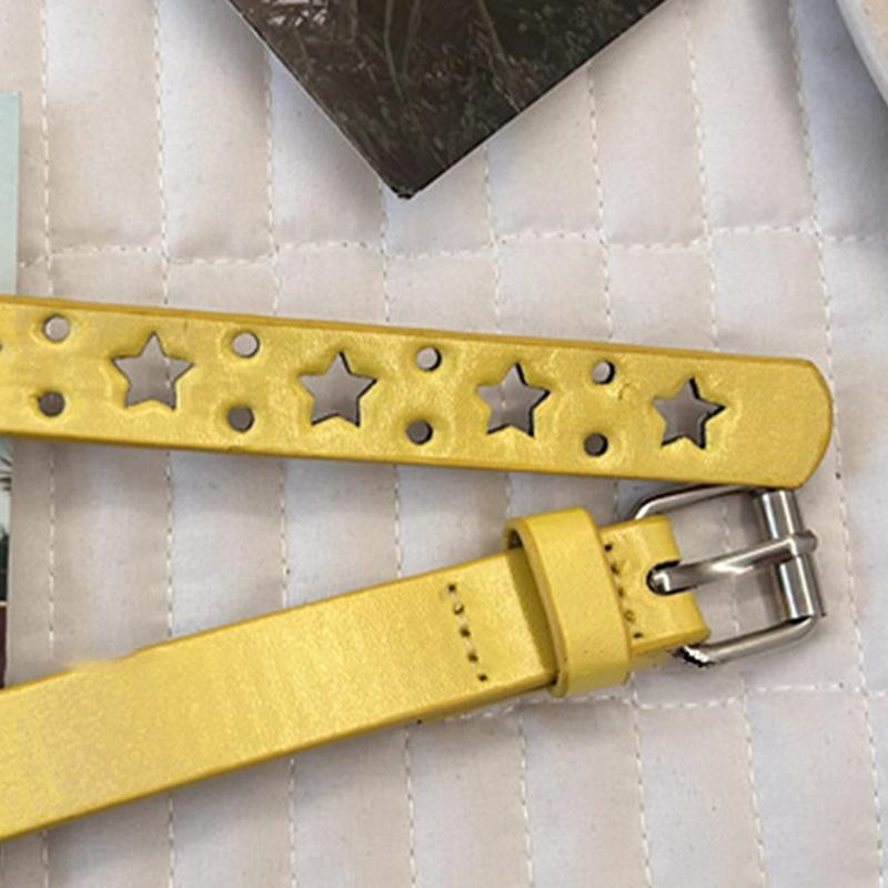 Summer Dopamine Lemon Yellow Women'S Belt Trend Simple Belt Subculture Y2K Belt Punch Free Belt