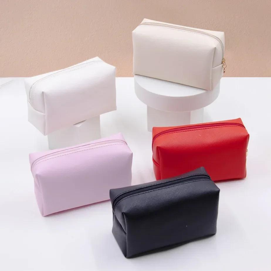 Zipper Makeup Bag Travel PU Leather Women's Cosmetic Bag Toiletry Storage Pouch Organizer Toiletry Bag Women Water-Resistant