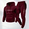 Conjunto de Sudadera con Capucha y Forro de Forro Polar para Hombre, Chándal Casual con Estampado de Letras, Sudadera de Manga Larga, Pantalones Jogger