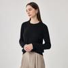 Zhaojun Women's Round Neck Wool Sweater with Lace Trim