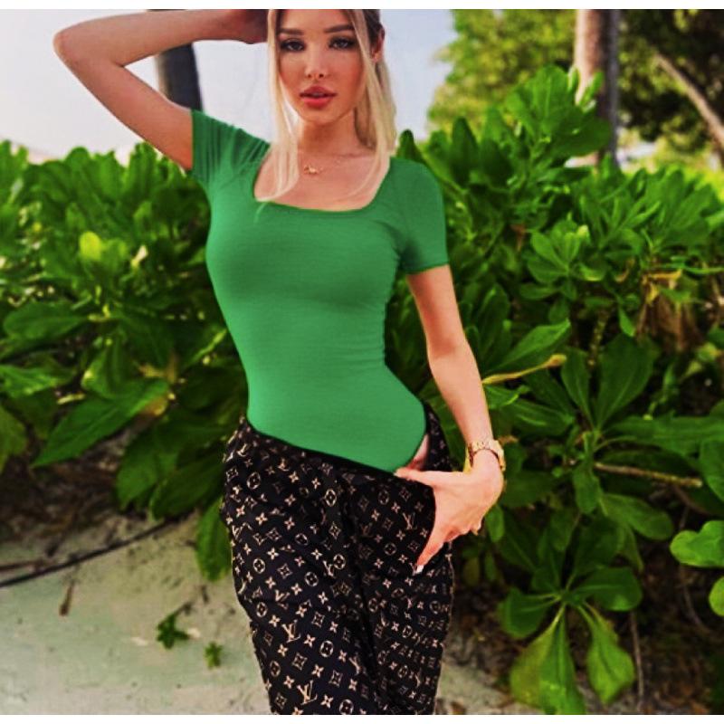 

2 Summer Women s Yoga Jumpsuit Exercise Ribbed Short Sleeve Sports Jumpsuit XL зелений