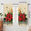 2pcs,2D Plane Printing Minimalist Curtains Christmas Candles Poinsettia Stars (2) Versatile Fabric (without Rod) Gifts for